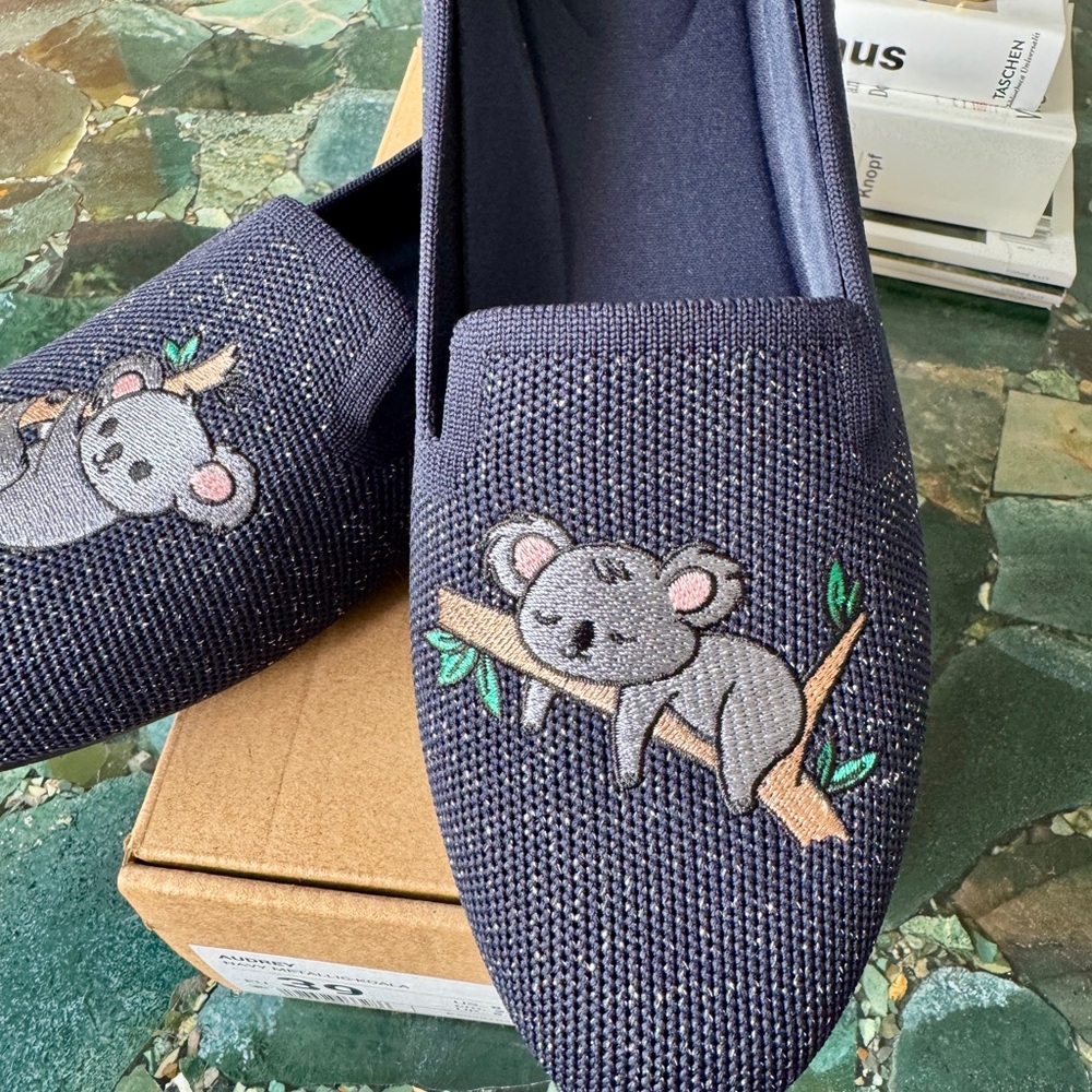 VIVAIA Navy Koala Embroidered Loafers - Picture 4 of 7